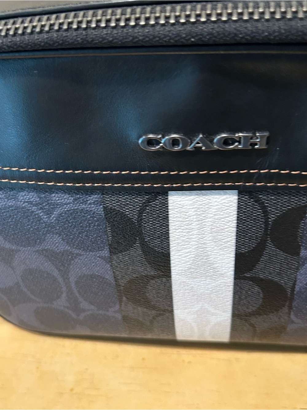 Coach graham denim blue crossbody blocked signature canvas, leather unisex bag - Picture 4 of 16